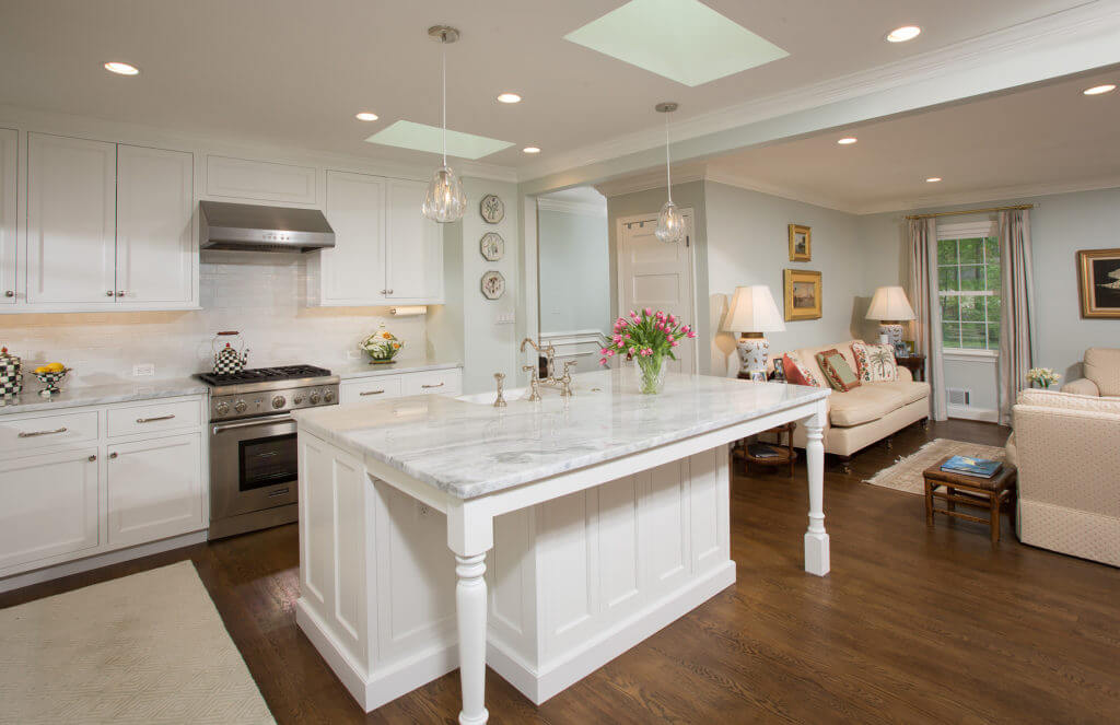Open kitchen allows ample room for large island.