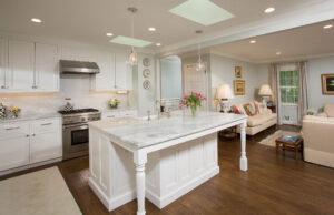 Open kitchen allows ample room for large island.